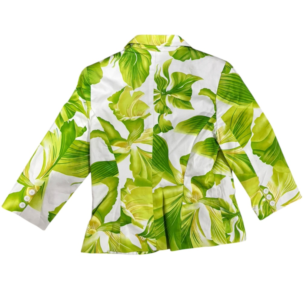 I. N. Studio Petite Green /White Leaf Print Blazer& Skirt Set-size 10 - Picture 2 of 9